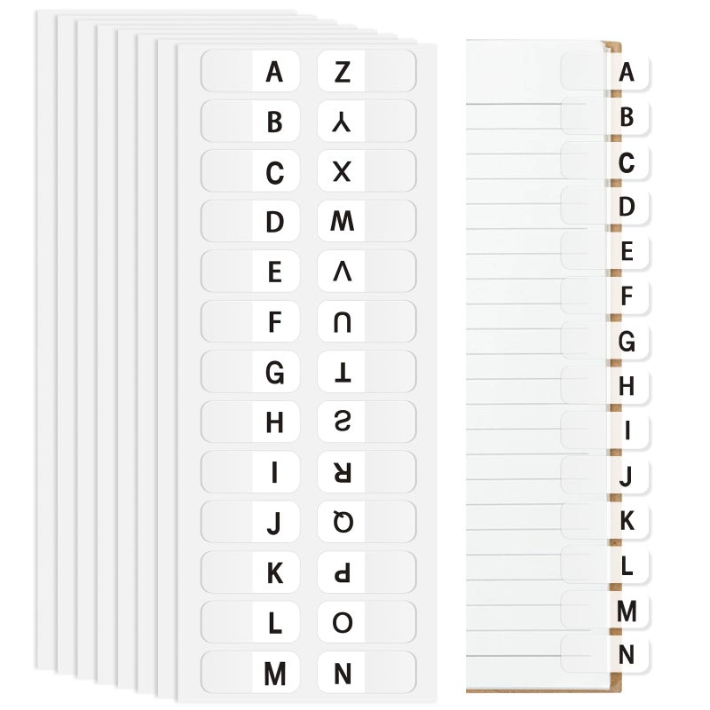 Imeepa A-Z Sticky Alphabet Tabs Self-Adhesive Letter Index Tabs for Notebook, Textbook, Dictionary, and Filing (208 Pcs) - Image 1